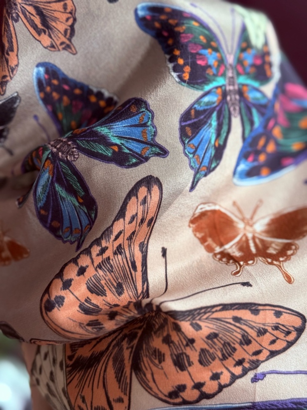 Vintage ECHO 100% Silk Square Scarf – Vibrant Butterfly Print - Picture 11 of 16